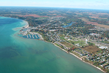Photograph of Port Dover on the Gold Coast,  real estate search form for property, lakefront property and cottages in Port Dover, Turkey Point, Simcoe and Long Point, on the Gold Coast, in the South Coast of Ontario on Lake Erie in Norfolk County