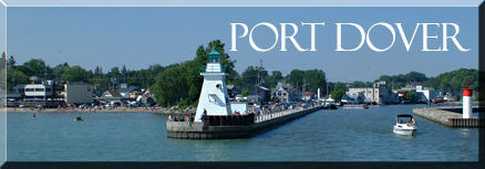 photograph of Port Dover pier, Norfolk County on Lake Erie, Ontario's South Coast, link to Port Dover Ontario